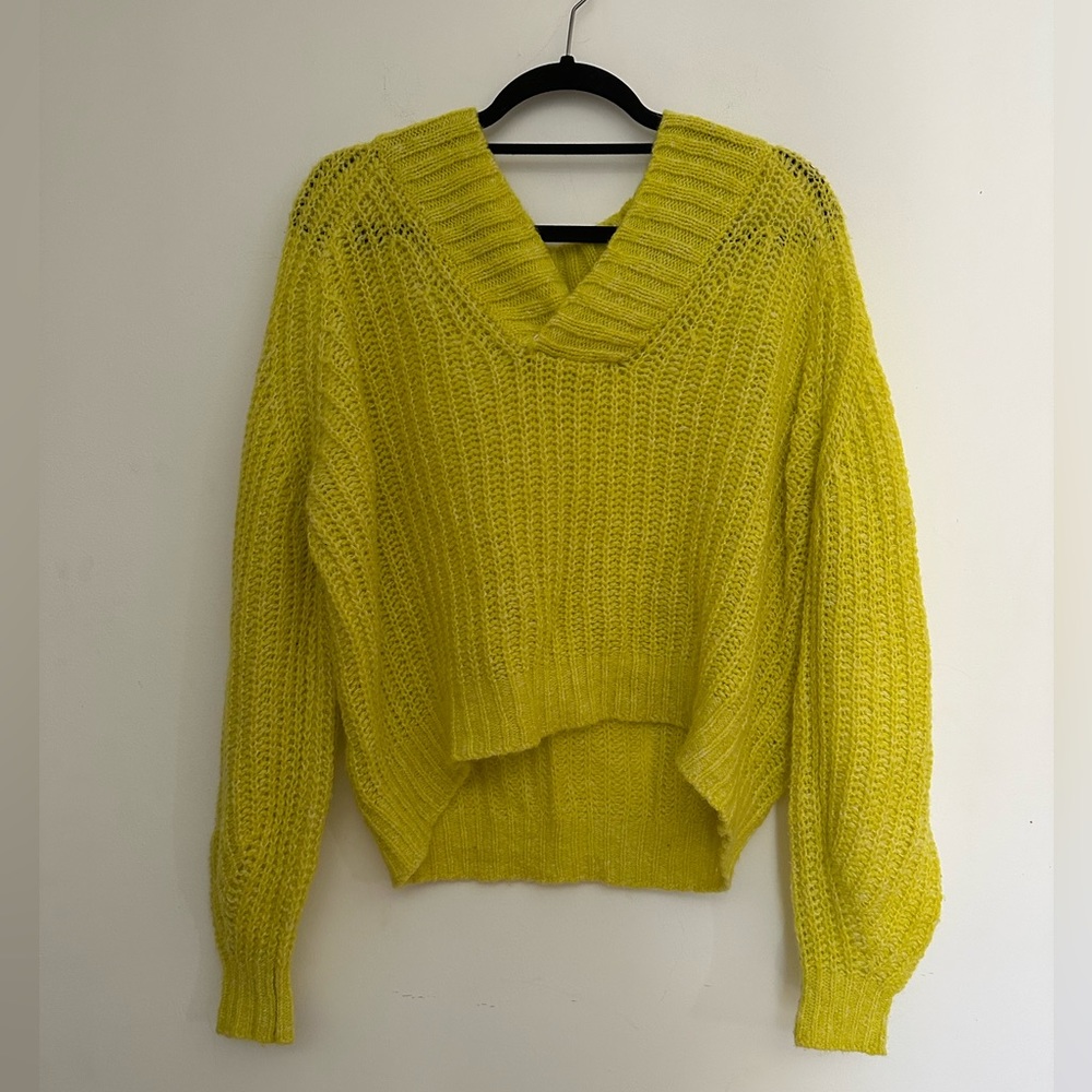 Anthropologie sweater bright yellow size M.